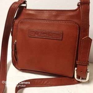 Genuine Burnt Orange Leather Fossil Organizer Bag